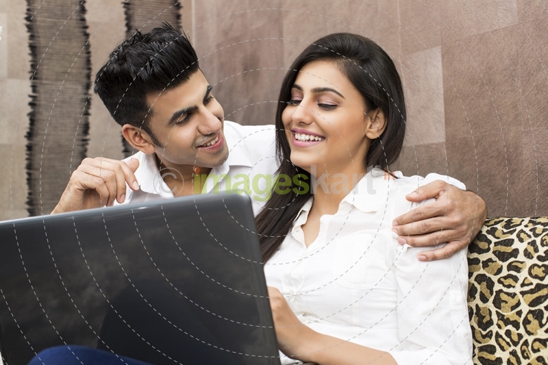 young couple in jolly mood 
