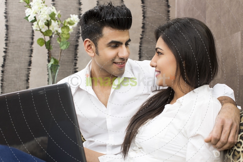 couple in romantic mood looking at each other 