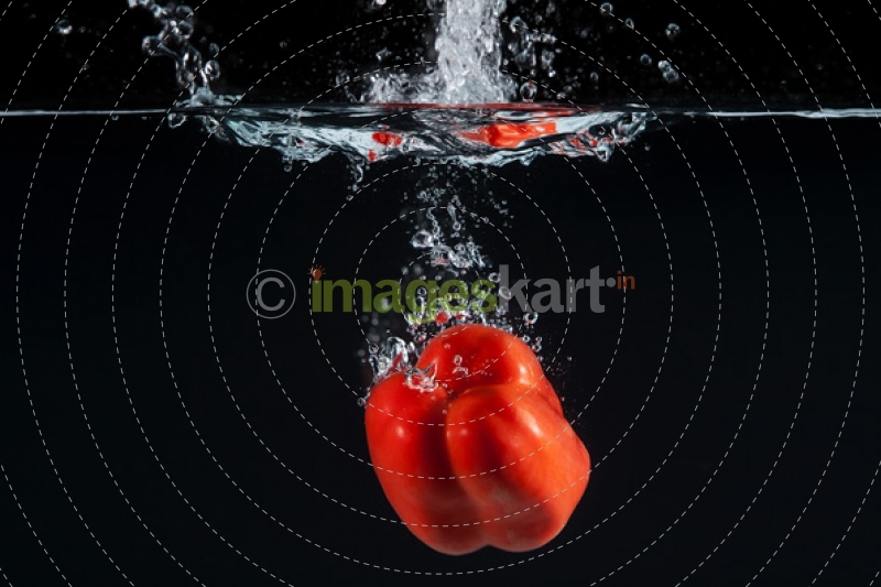 red capsicum in water 