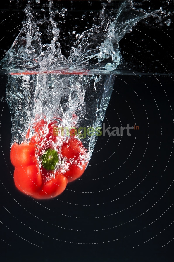 red capsicum in water 