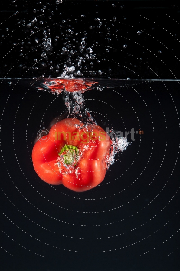 red capsicum in water 