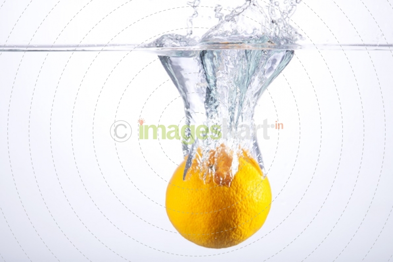 orange immersed in water