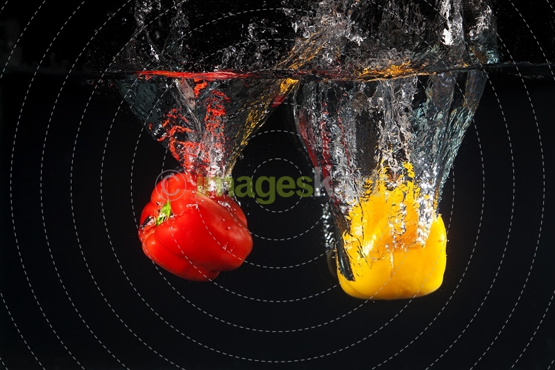 capsicums dipped in water 