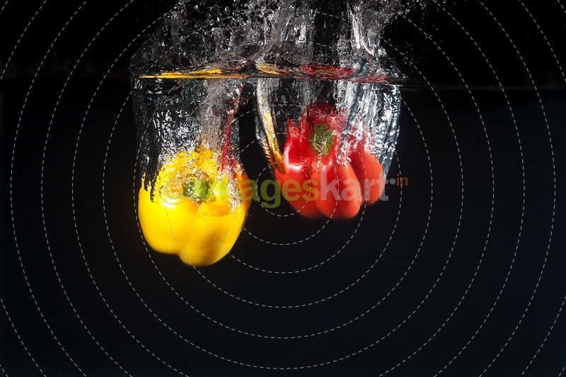 capsicums dipped in water 