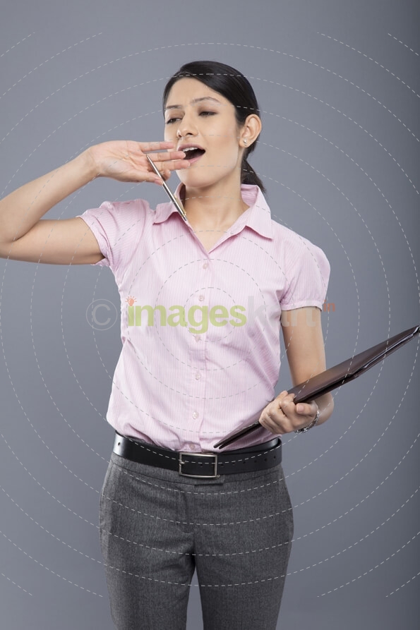 female employee tired with boredom
