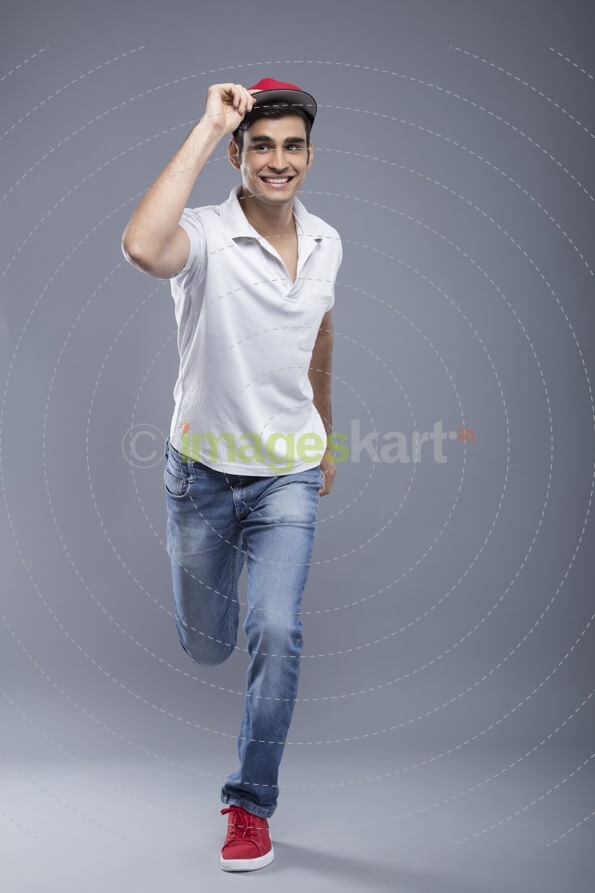 young man pretending to run 