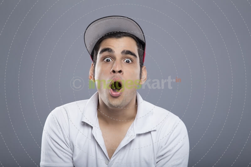 man in casual clothing surprised 