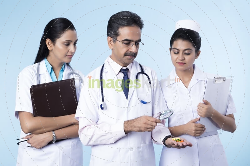 doctor with magnifying glasses 