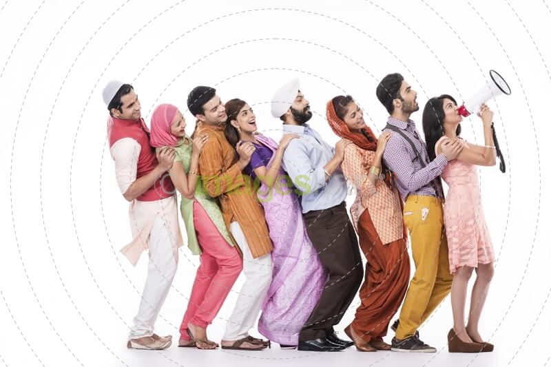 people from all religions shouting