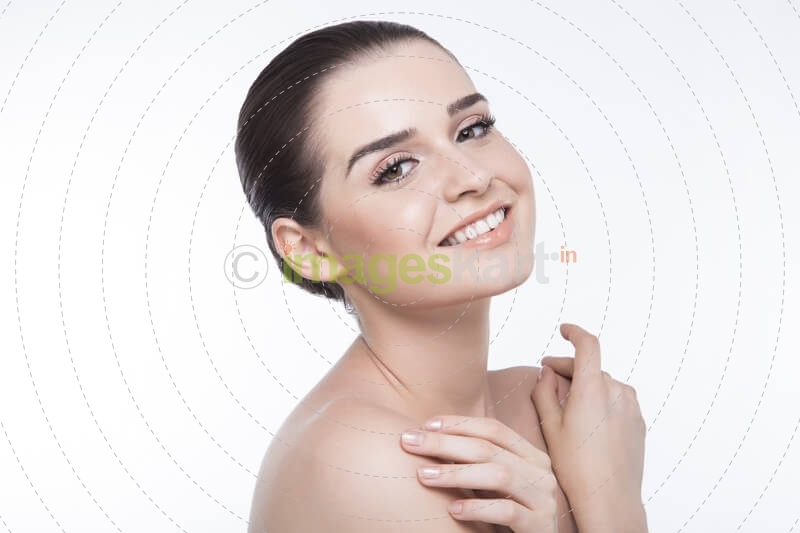 beautiful girl showing her smooth skin
