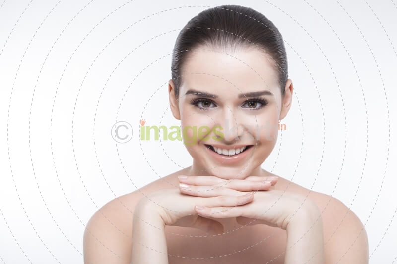 beautiful girl showing her perfect clear face