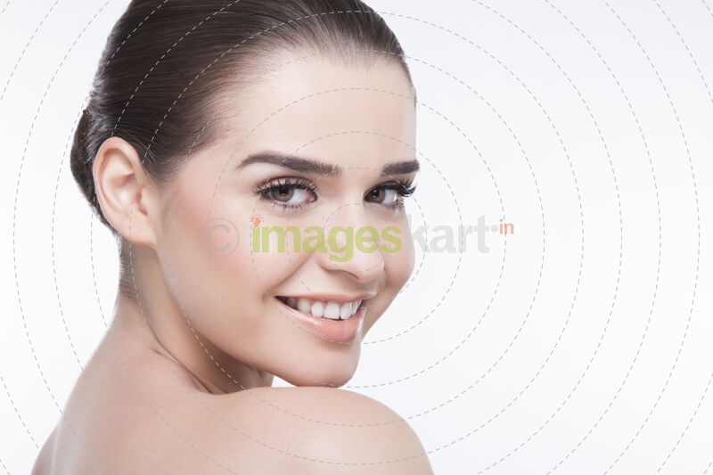 beautiful girl showing her perfect skin