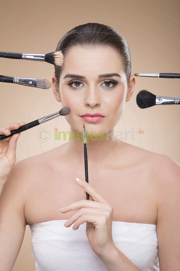 girl during make up process