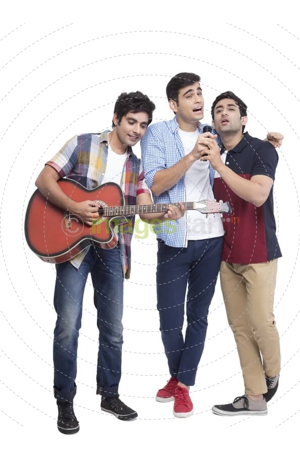 boys having fun while playing music