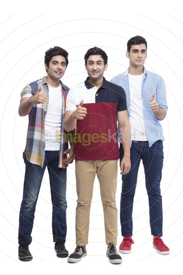 friends posing with thumbs up