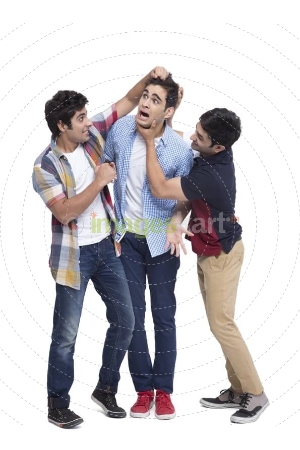 three boys fighting