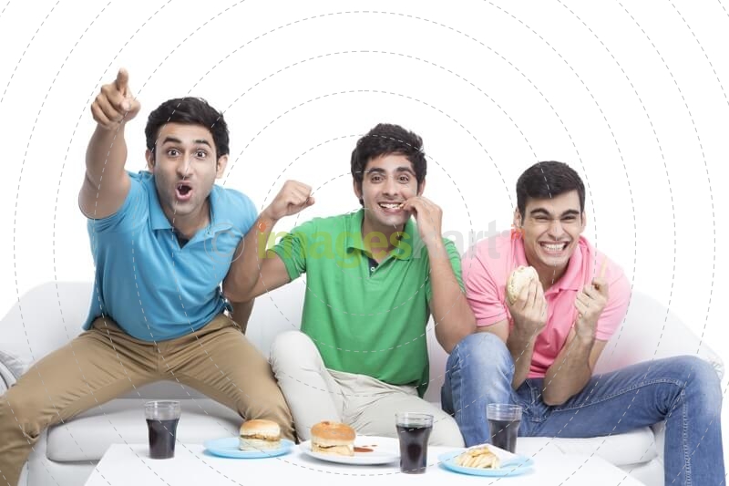 friends cheerful during cricket match