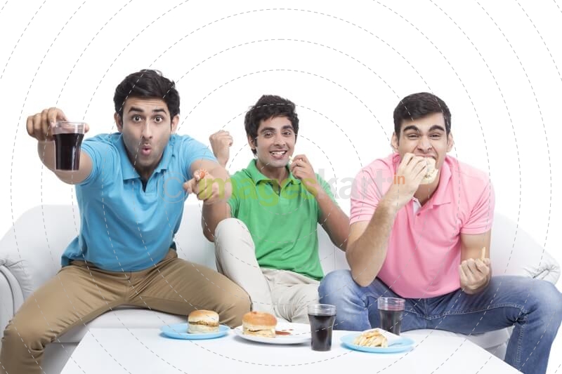 friends cheerful during cricket match