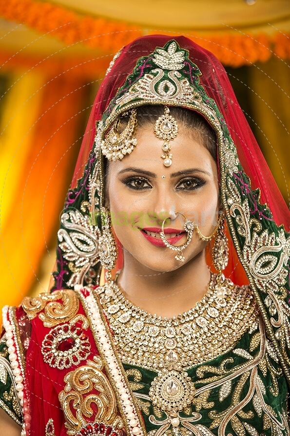 shy indian bride posing 