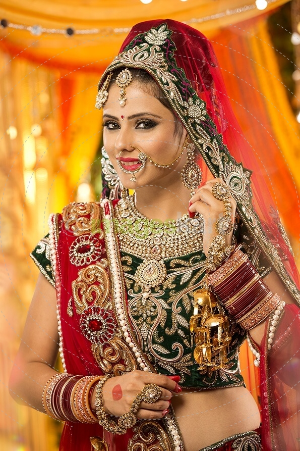 shy indian bride posing 