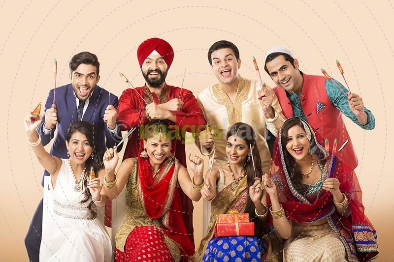 Indians posing with fire crackers 