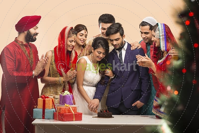 group of indian people celebrating birthday