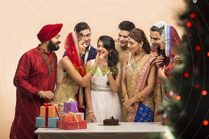 group of indian people celebrating birthday