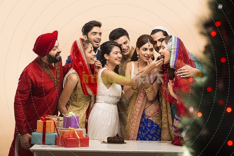 group of indian people celebrating birthday