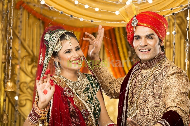 indian bride and groom dancing