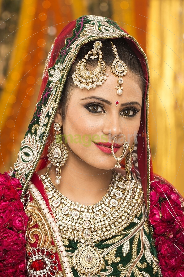 shy indian bride posing 