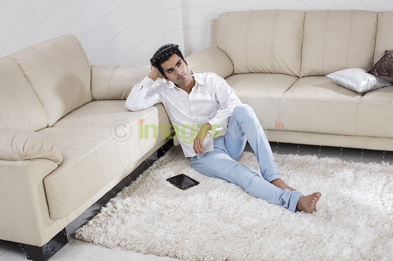 man relaxing at home