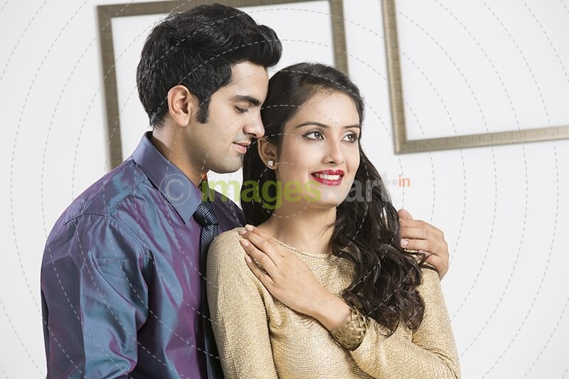couple romancing at home