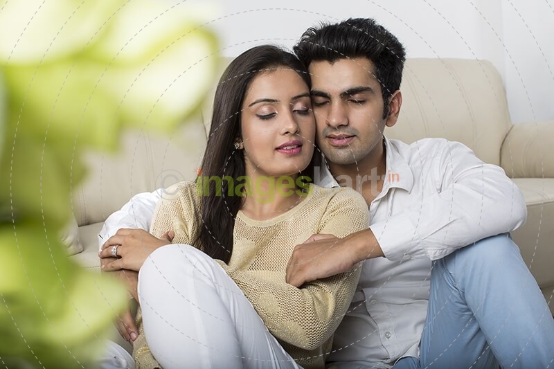 couple romancing at home