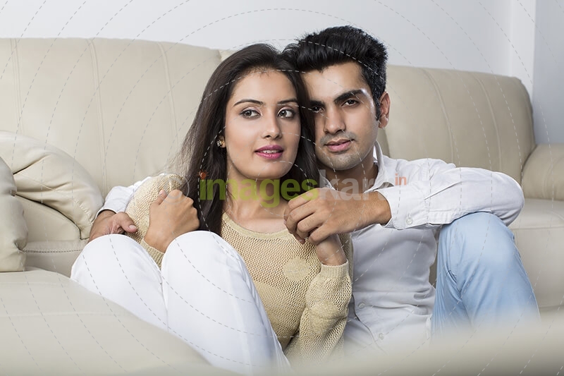 couple romancing at home