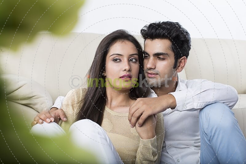 couple romancing at home