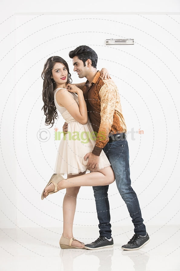 couple romancing at home