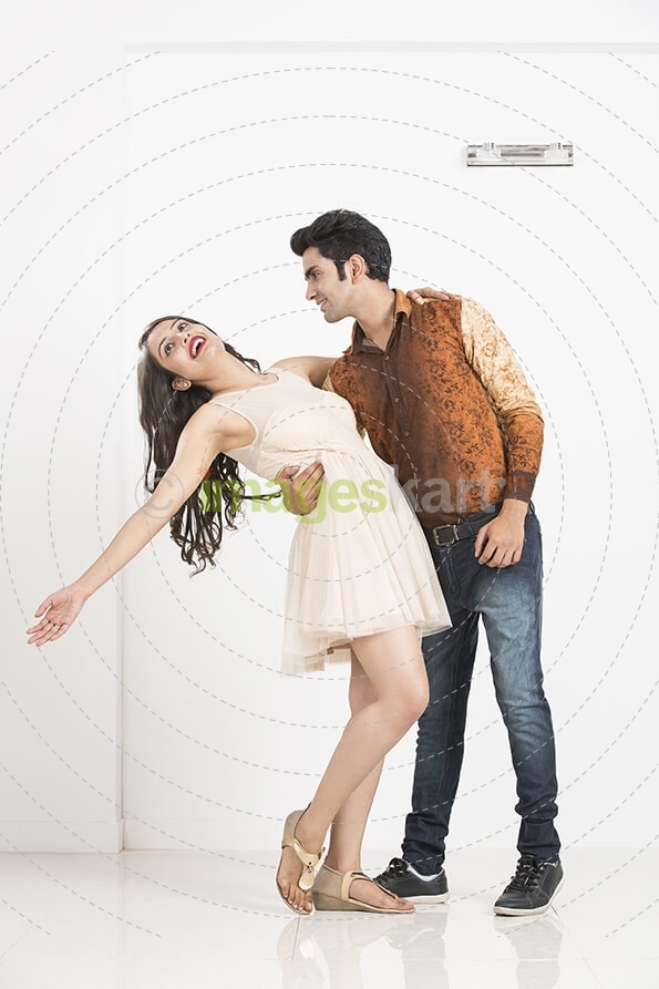 couple romancing at home