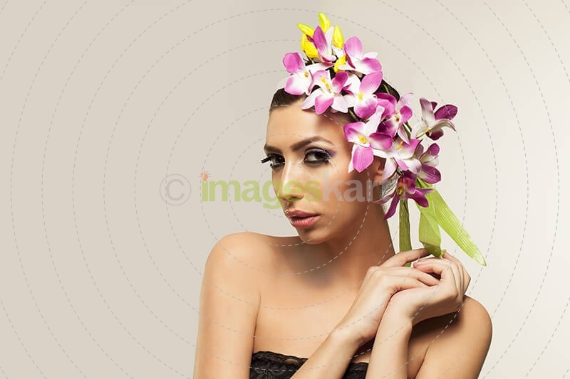 woman wearing flower band