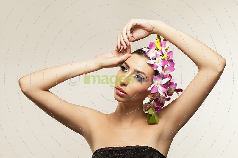 woman wearing flower band