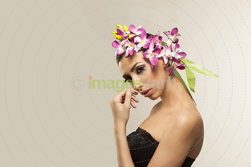 woman wearing flower band
