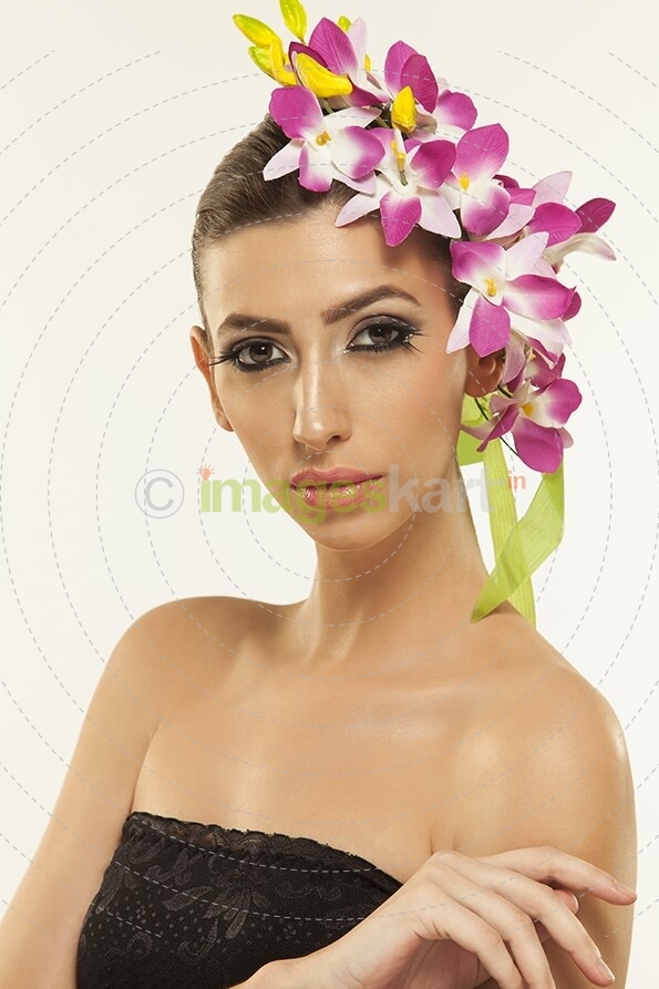woman wearing flower band