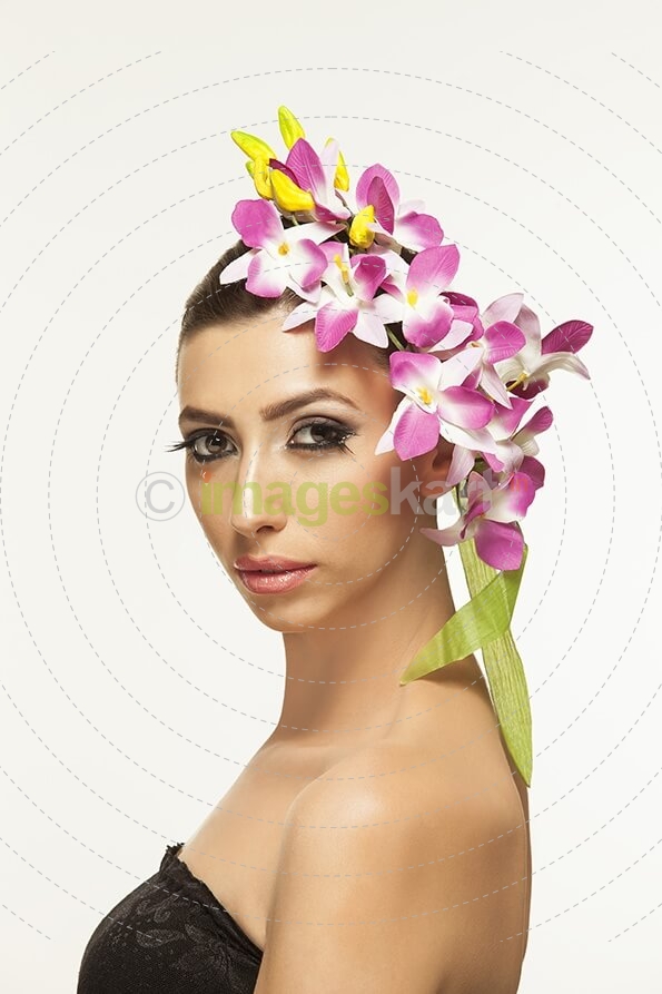 woman wearing flower band
