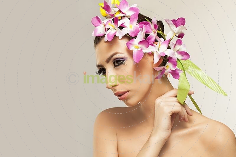 woman wearing flower band