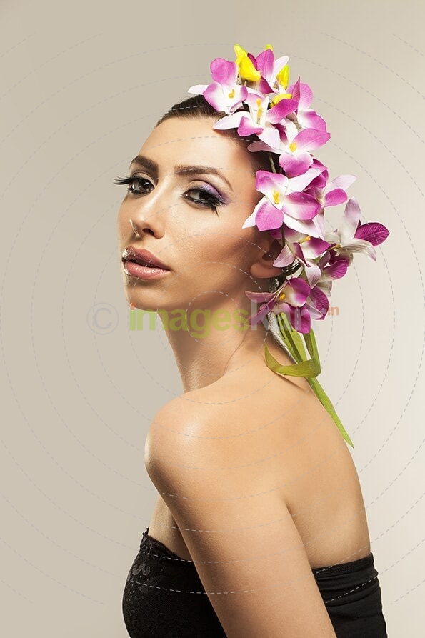 woman wearing flower band