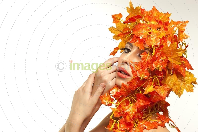 beautiful young woman portraying autumn