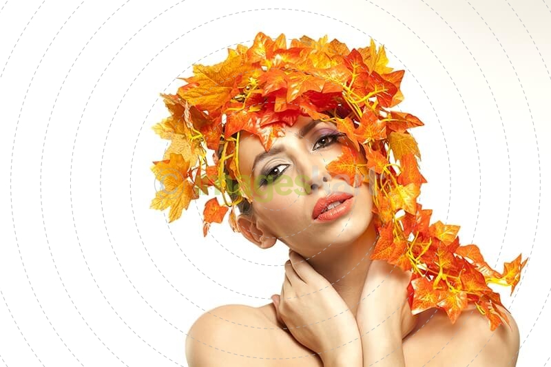 beautiful young woman portraying autumn
