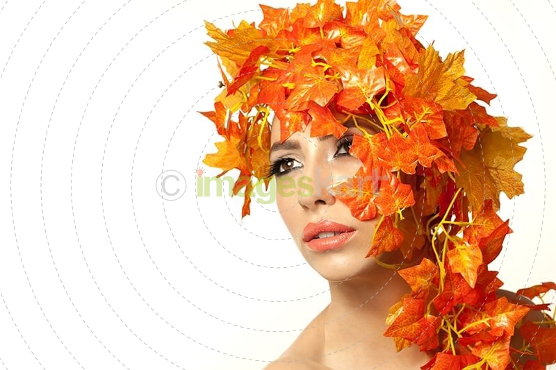 beautiful young woman portraying autumn