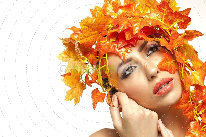 beautiful young woman portraying autumn