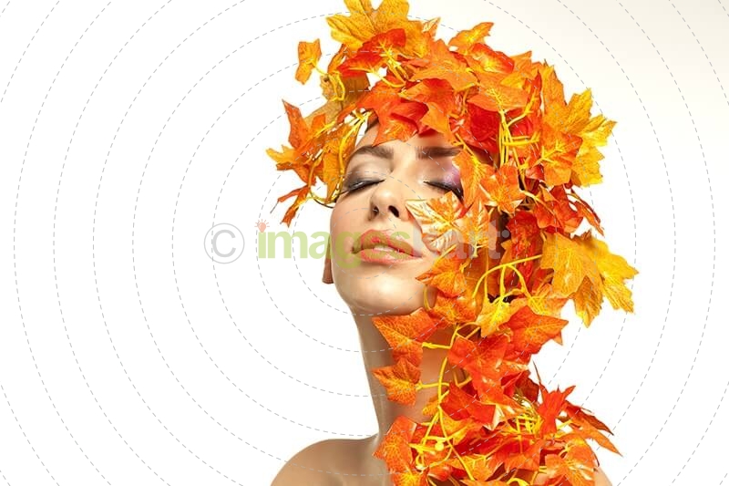 beautiful young woman portraying autumn