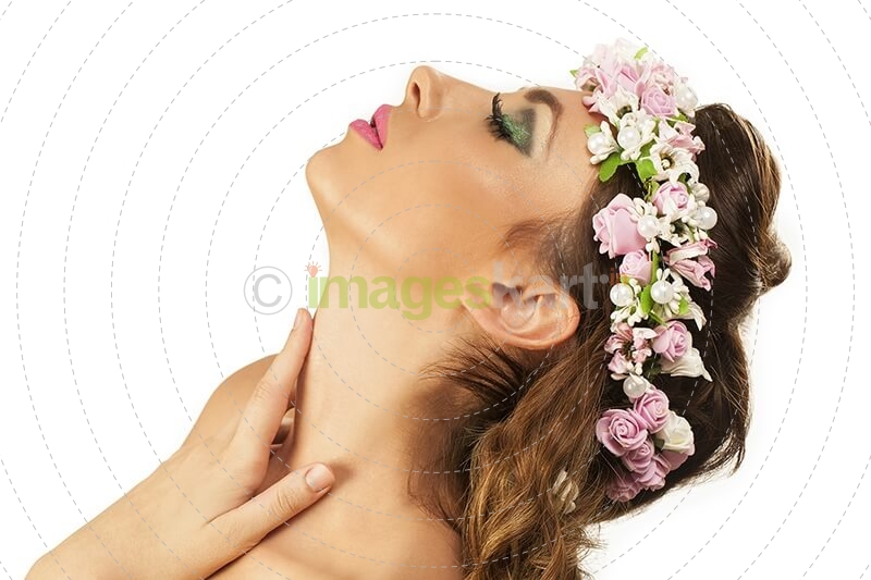 woman in wreath of flowers
